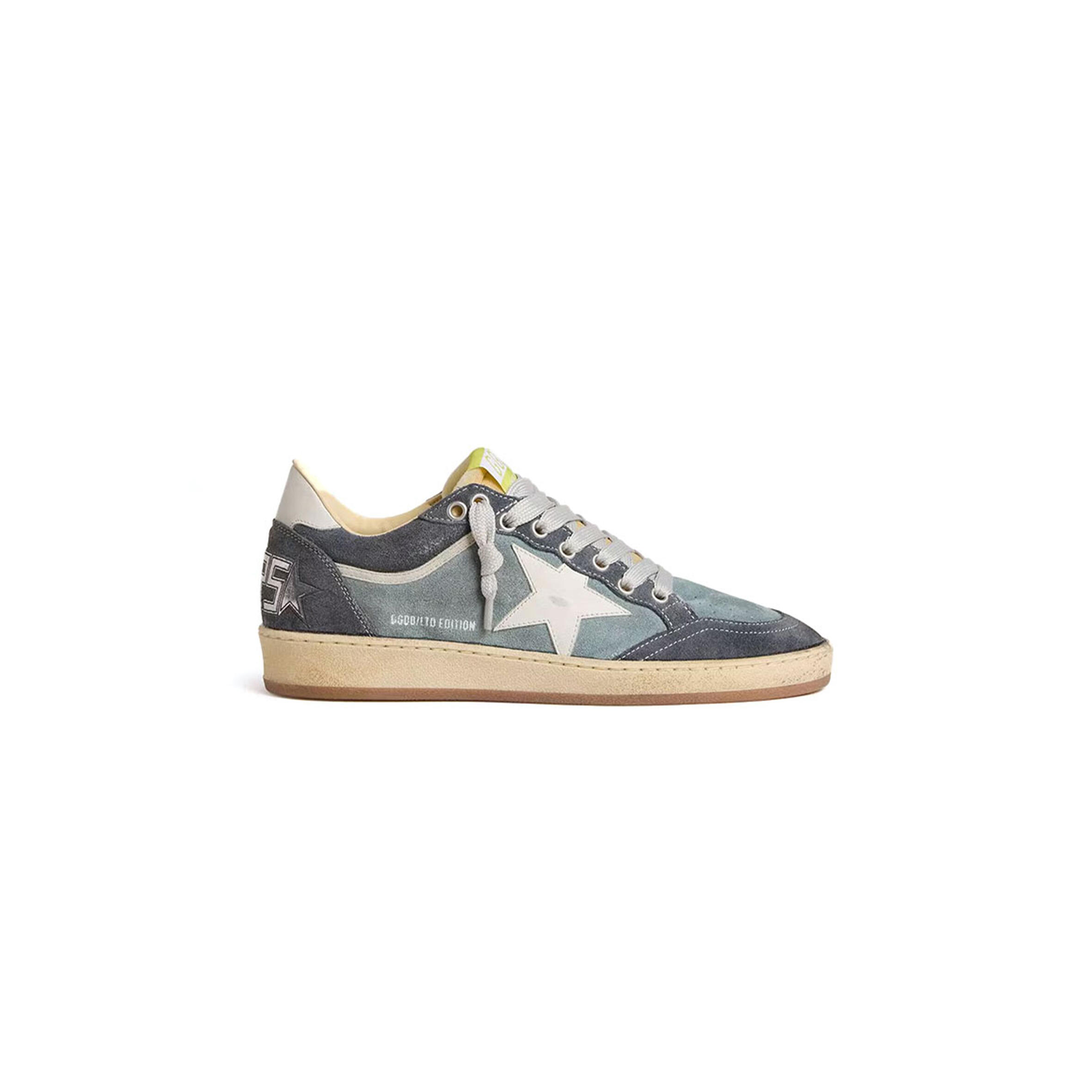 GOLDEN GOOSE BALL STAR LTD IN LIGHT BLUE SUEDE WITH MILK-WHITE LEATHER STAR AND HEEL TAB GWF00746